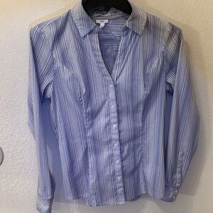 Blue Striped Button-Up Shirt